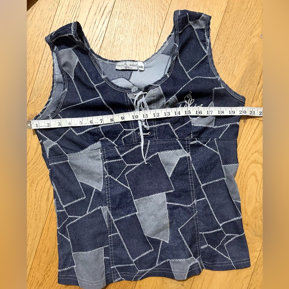 Vintage Baby Phat Denim Tank | Y2K Patchwork Lace-Up Top | Streetwear Icon - Picture 5 of 5